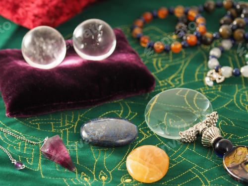 Preview: Crystal, loupe, pendulum used for healing
