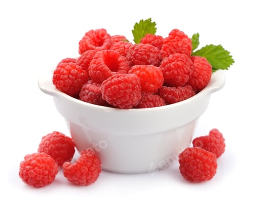 Preview: Raspberry in white plate on white backgrounds