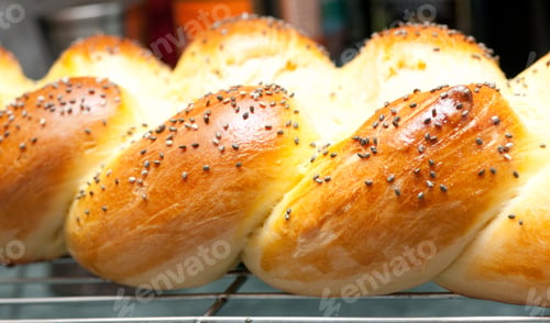 Preview: Selective focus shot of freshly baked sweet buns