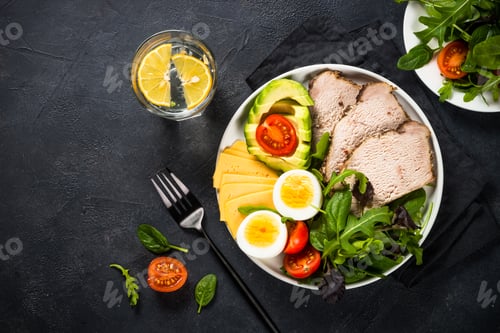 Preview: Keto diet plate on black stone table