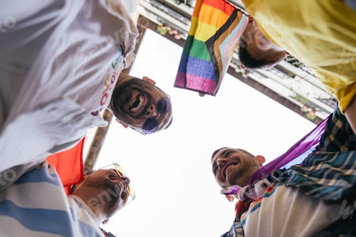 Preview: Joyful Circle: Four Gay Friends Embrace Diversity with Pride Accessories