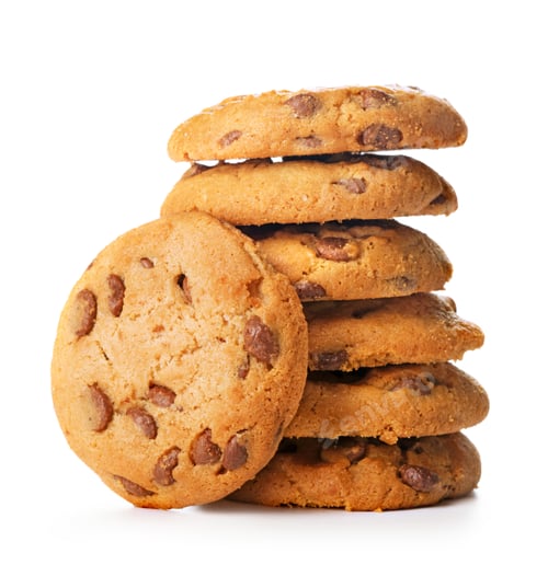 Stack of Chocolate Chip Cookies Isolated on White