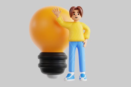 Preview: Cartoon man with lightbulb idea
