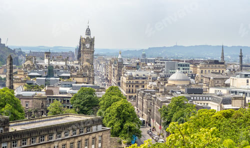 Preview: View of Princess Street from Calton hill in Edimbugh city
