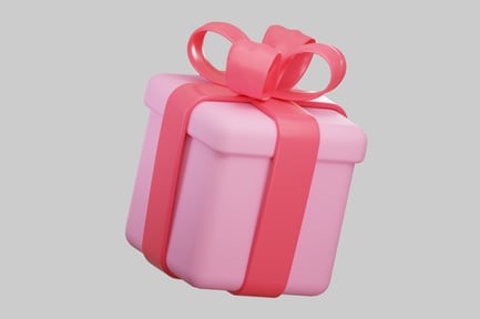 Preview: Pink gift box with ribbon.