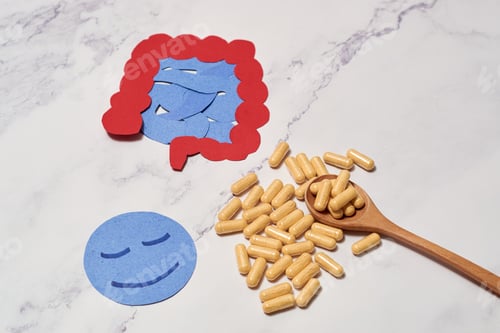 Preview: Supplement pills. Probiotic concept and better digestion.