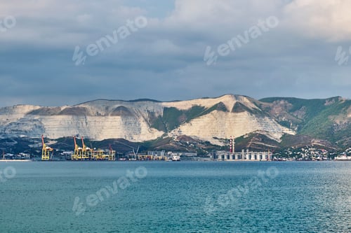 Preview: Novorossiysk port with Markotkh ridge and industrial facilities, Russia