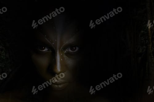 Preview: Art photo of Africal woman with tribal ethnic paintings on her face