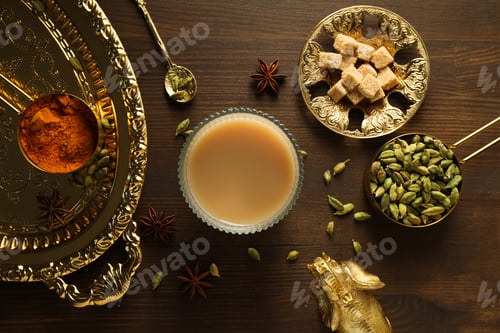 Preview: Traditional Indian hot drink with milk and spices - Masala tea