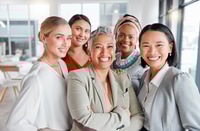 Preview: Smiling Professional Women Together in Modern Office