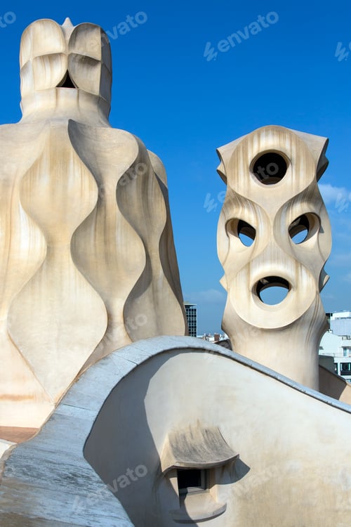 Preview: Gaudi chimney on the roof of Casa Batllo - Barcelona - Spain