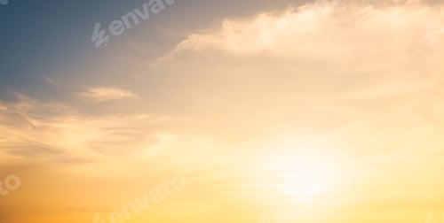 Preview: Orange sunrise sky cloud in the morning, Golden Sky Background