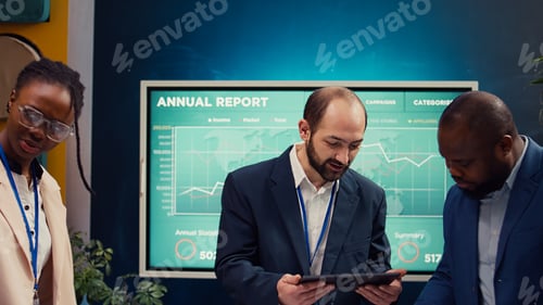 Preview: Startup colleagues reviewing data to improve customer satisfaction and retention