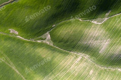 Preview: Aerial shot of the shapes of the cultivated fields