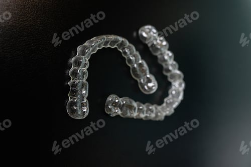 Preview: Night guard teeth bruxism protection isolated on the dark background