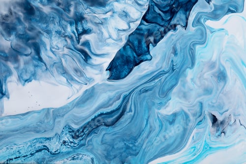 Preview: Abstract acrylic pouring art in colors of ocean
