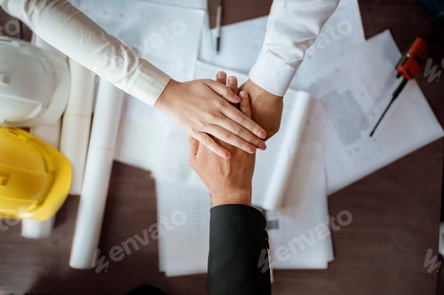 Preview: Architects and engineers teamwork join hands together