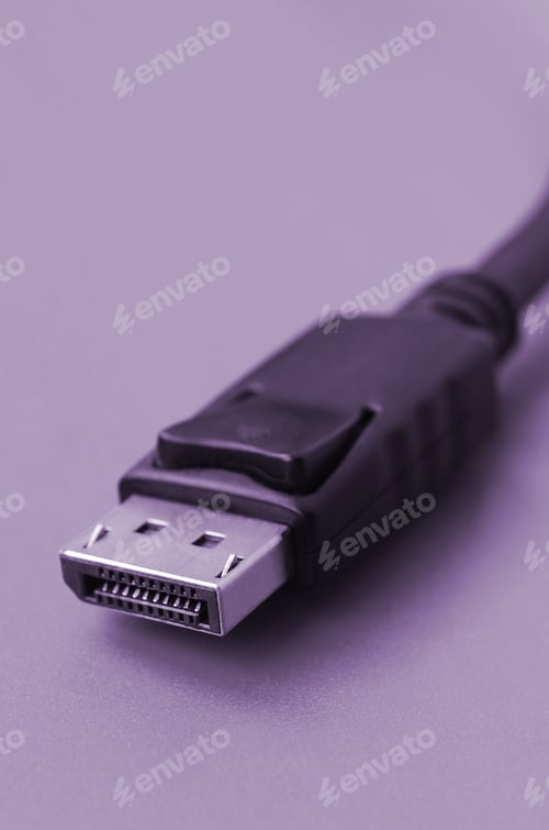 Preview: 20-pin male DisplayPort gold plated connector for a flawless connection on a purple backdrop