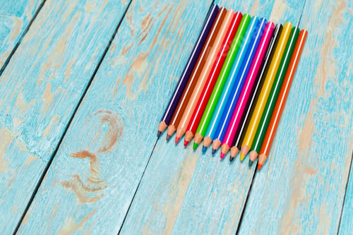 Preview: Colored pencils on a wooden board