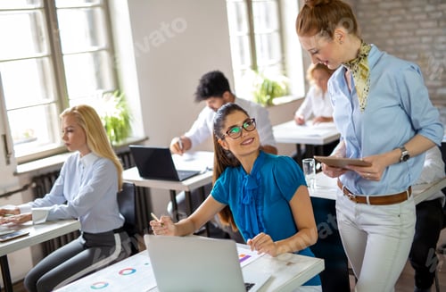 Preview: Group of multiethnic business people working at the office. Startup finance teamwork concept