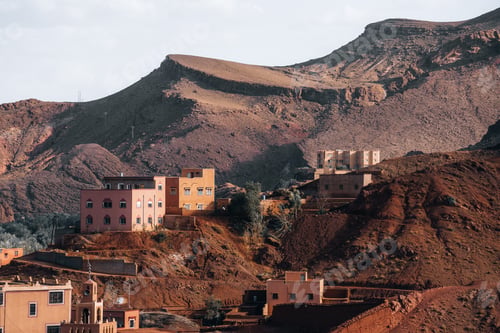 Preview: Nature, rocks, houses and mountains in Dades Gorge Morocco during sunset