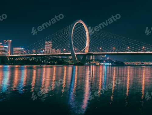 Preview: Night View of Baisha Bridge in Liuzhou, Guangxi Zhuang Autonomous Region, China, Asia