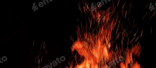 Preview: Fire flame isolated on black background