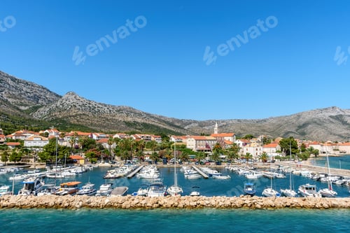 Preview: Beautiful shot of the sunny seaside town of Orebić on Pelješac peninsula in Croatia