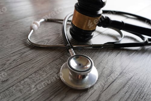Preview: Judge gavel and stethoscope.