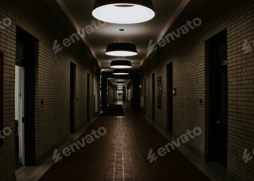 Preview: Inside shot of an empty hall with hanging lamps