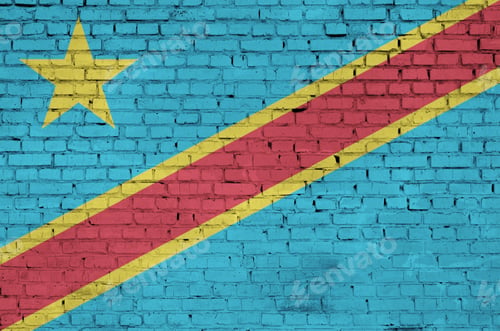 Preview: Democratic Republic of the Congo flag is painted onto an old brick wall