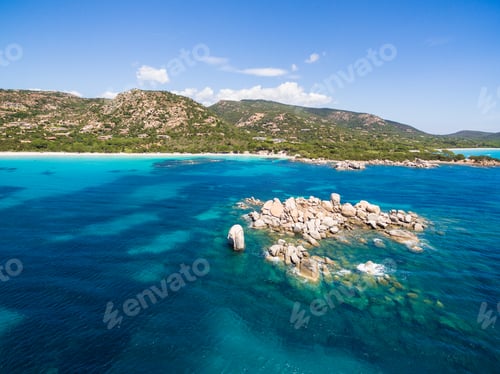 Preview: Aerial view of Palombaggia beach in Corsica Island in France