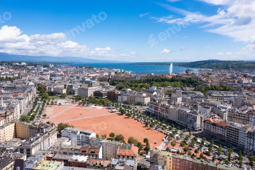 Preview: Aerial view of plainpalais in Geneva - Switzerland