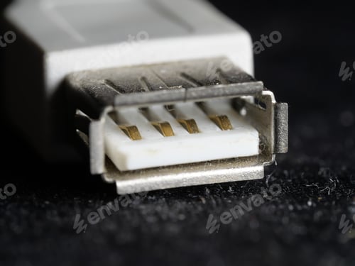 Preview: Closeup shot of details of a patch panel