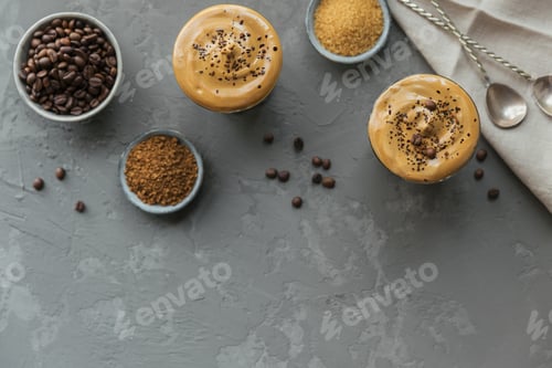 Preview: Dalgona whipped coffee, instant, cream, iced coffee.
