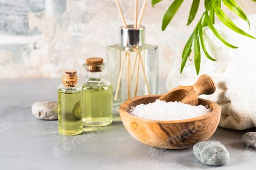 Preview: Spa treatment background, spa product on white