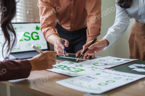 Preview: Business people discussing environmental social and governance policies