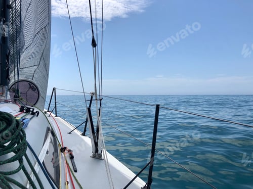 Preview: View from Sailing boat in the open ocean