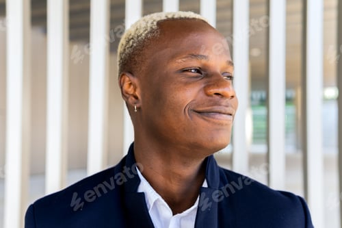 Preview: Glad black man looking away