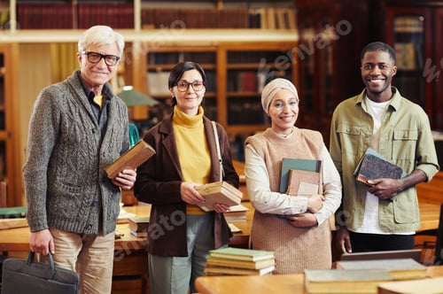 Preview: Diverse Group of People in Library Portrait