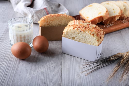 Preview: Slice Homemade Hokkaido Milk White Bread (Japanese Brioche) with Cheese