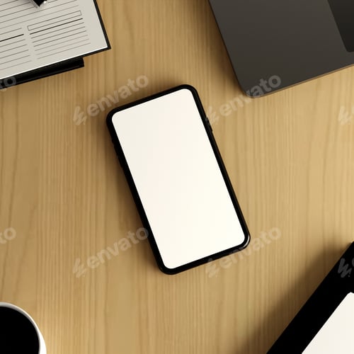 Preview: Streamlined Workspace with Smartphone and Laptop 3D Render