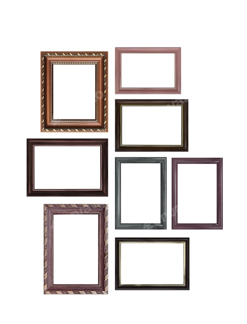 Preview: Set of empty picture frames with free space inside, isolated on white