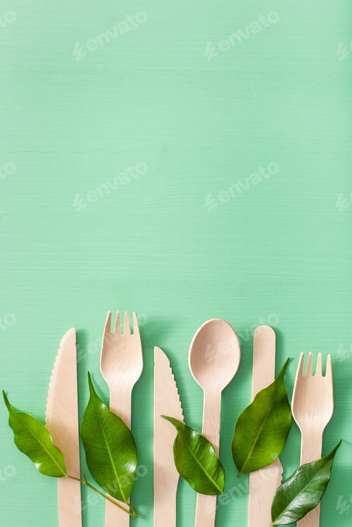 Preview: eco friendly wooden cutlery. plastic free concept