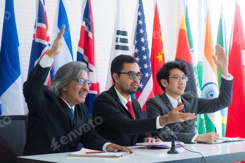 Preview: Cooperation of international businessmen, International flag