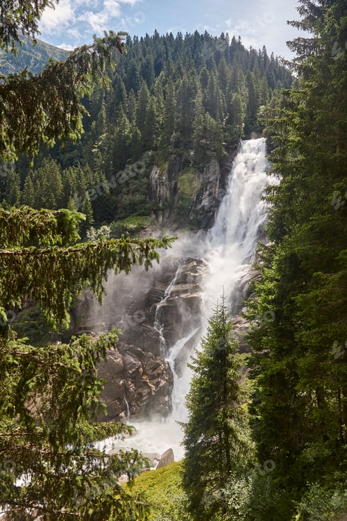Preview: Krimml waterfalls. Nature landmark in Salzburg region. Austrian scenery highlight