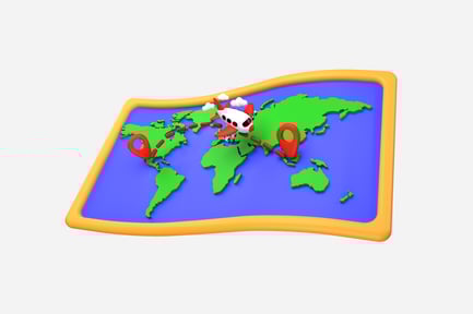 Preview: Map with Route Line 3D Illustration