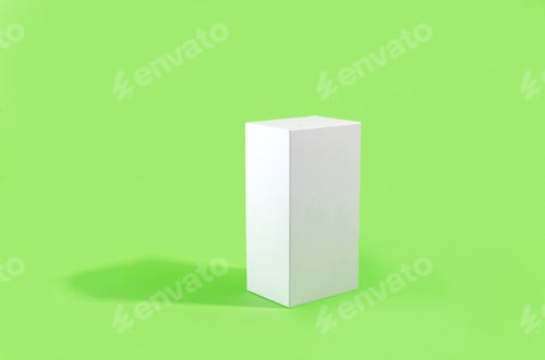 Preview: White geometric figure, a rectangular with shadows on a light green background.