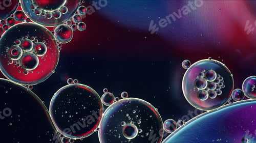 Preview: Abstract Colorful Food Oil Drops Bubbles and spheres Flowing on Water Surface