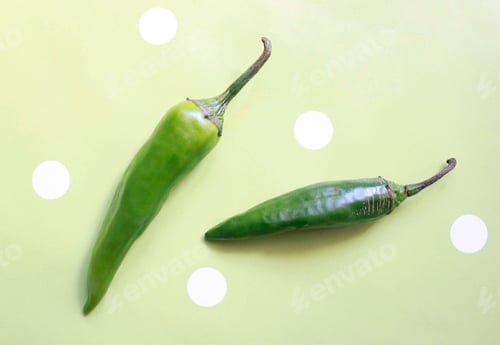 Preview: Green peppers on table, close up